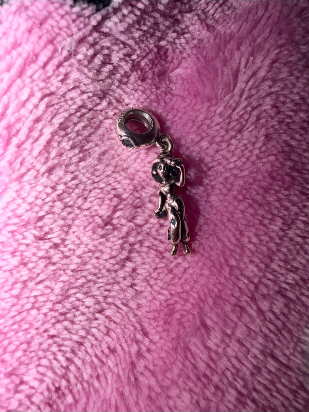 Silver Girl Charm Dangle with Bail - Pink